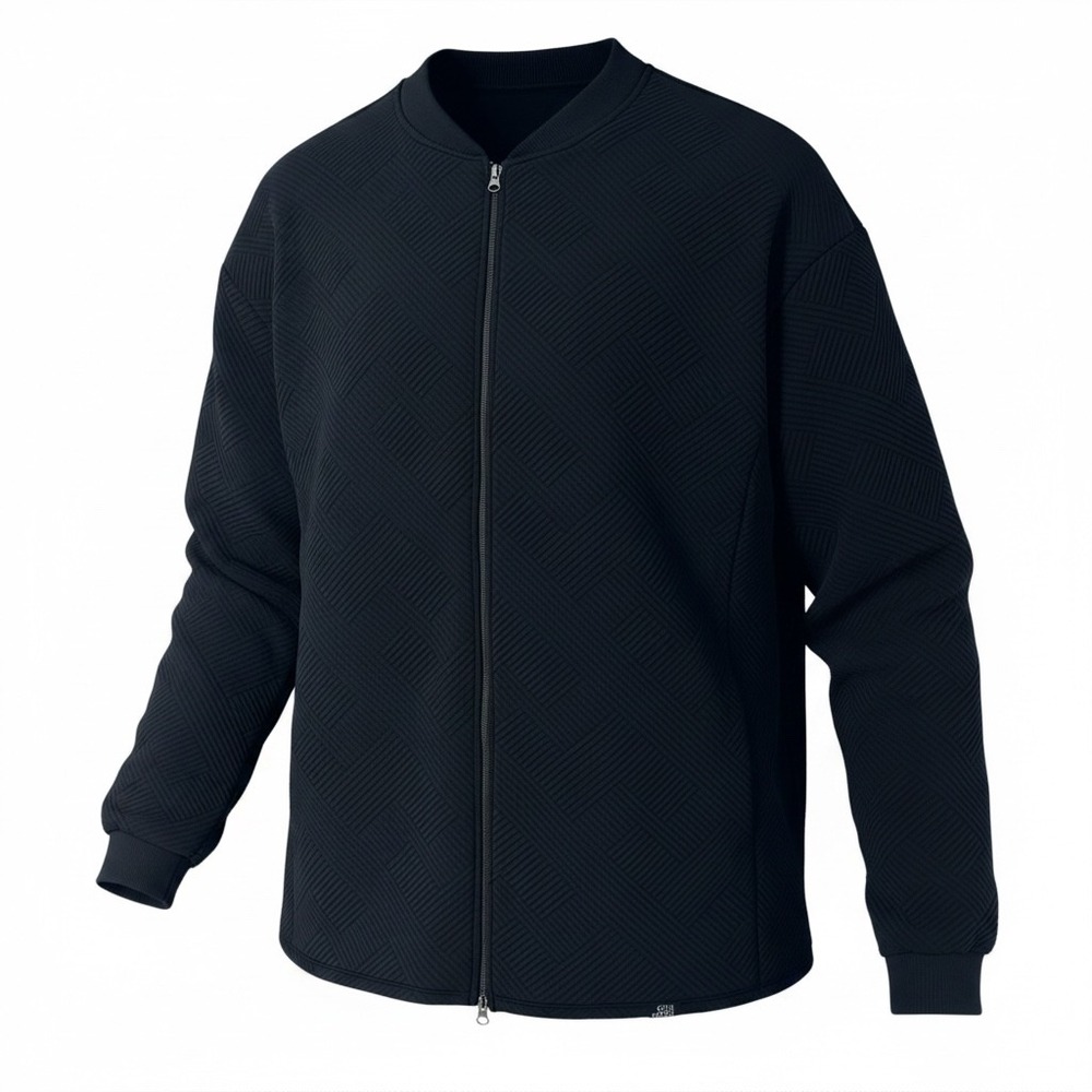 One Bone Mens Black Textured Geometric Full Zip Bomber Jacket Size 5XL Canada